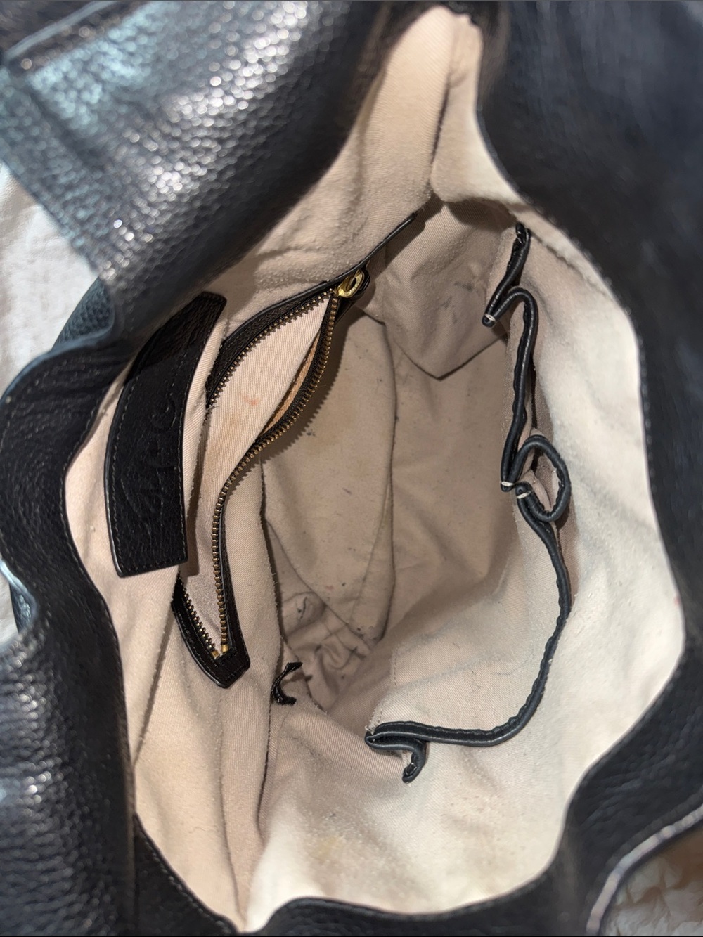 Foley + Corinna Black Leather Shoulder Bag with Gold Studs - Picture 5 of 5
